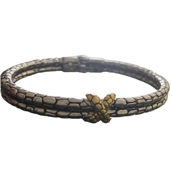 Silver Tone X Cable Hinged Bangle Bracelet - Picture 2 of 3